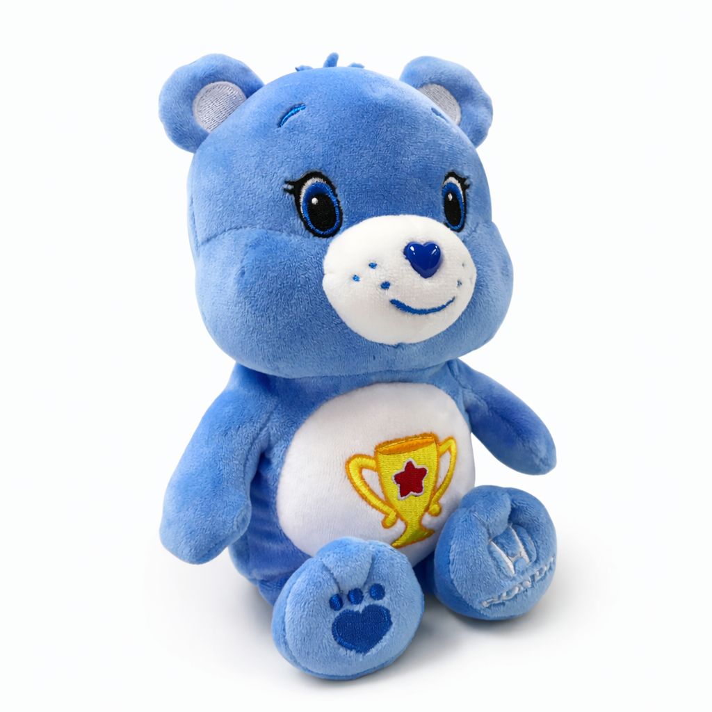 custom blue bear character plush sample