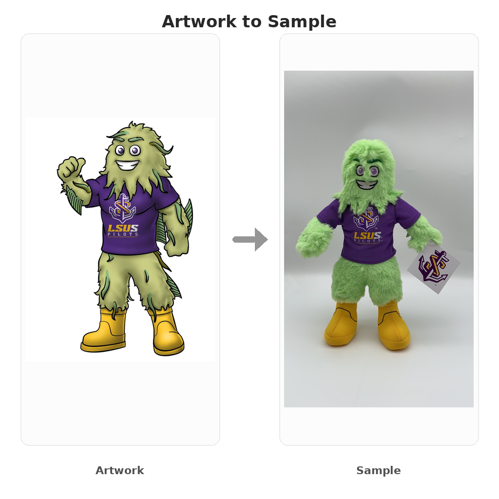 custom mascot plush artwork to sample development process