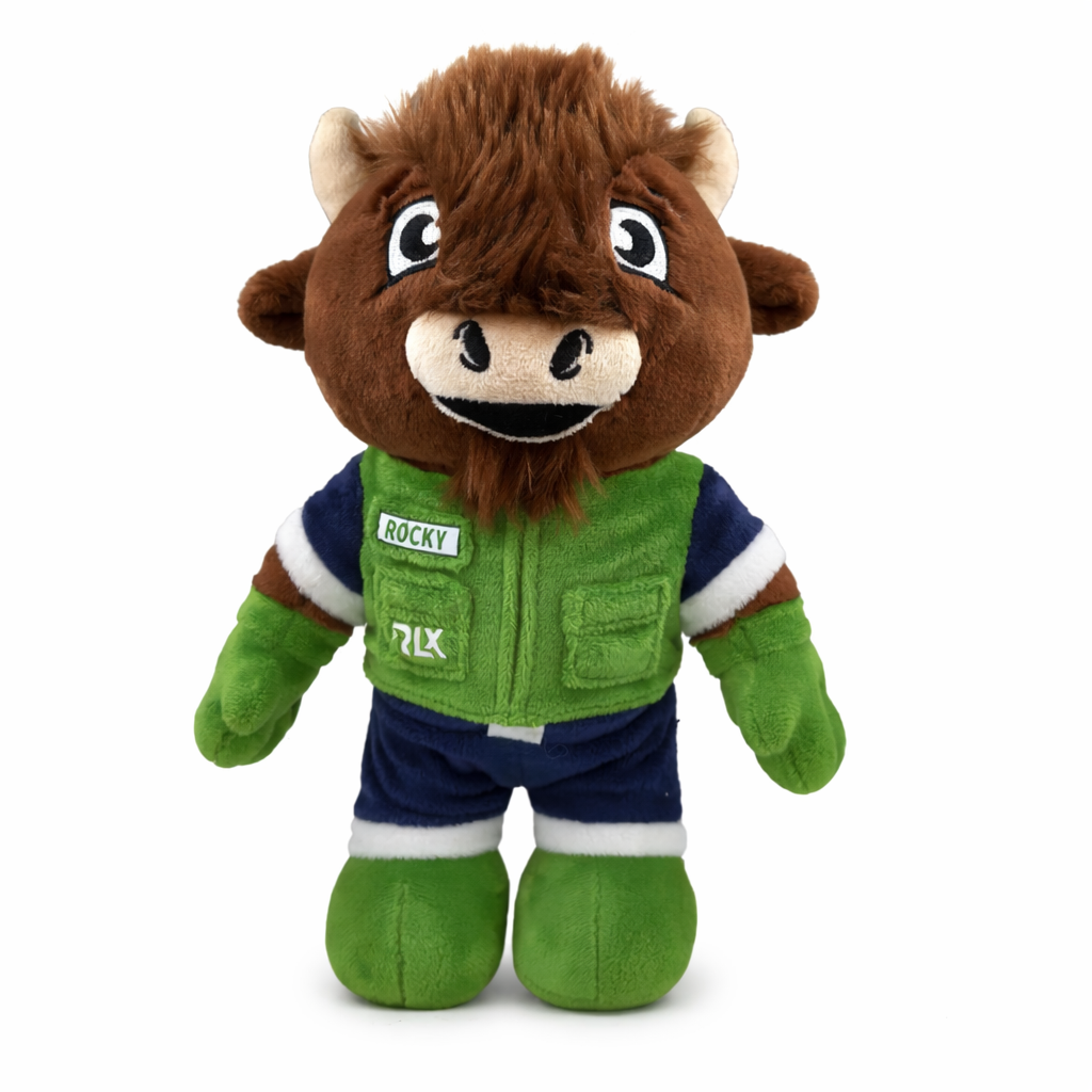 custom buffalo mascot plush with branded outfit