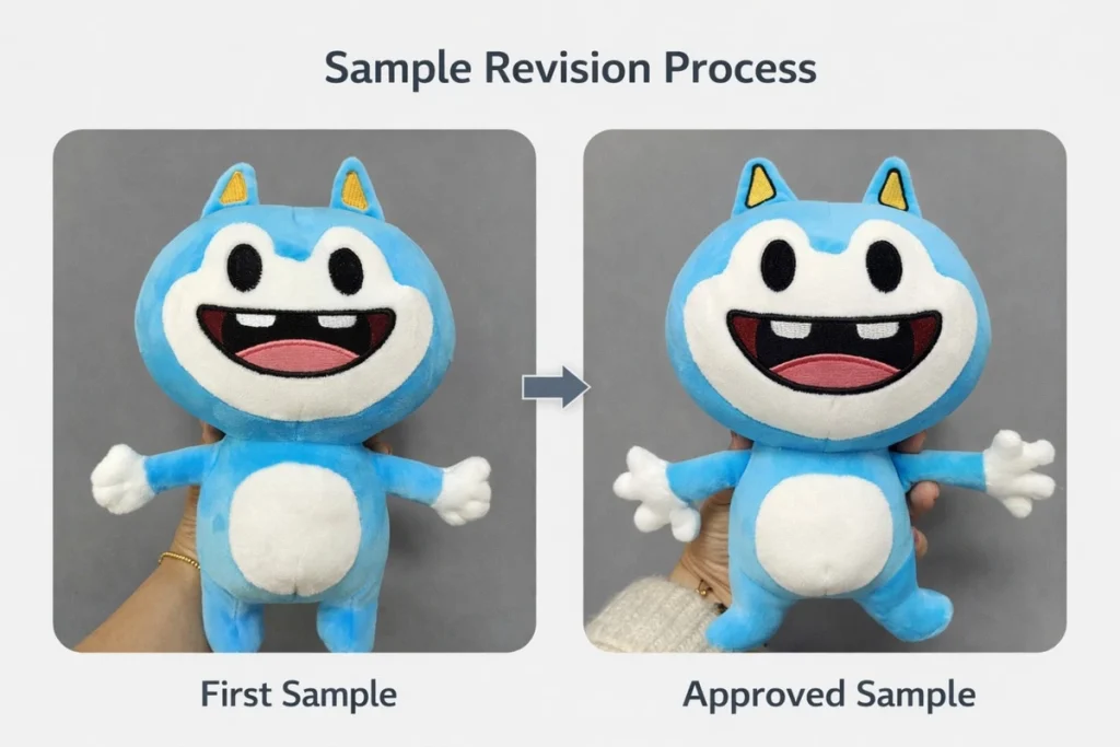 first sample vs approved custom plush toy sample