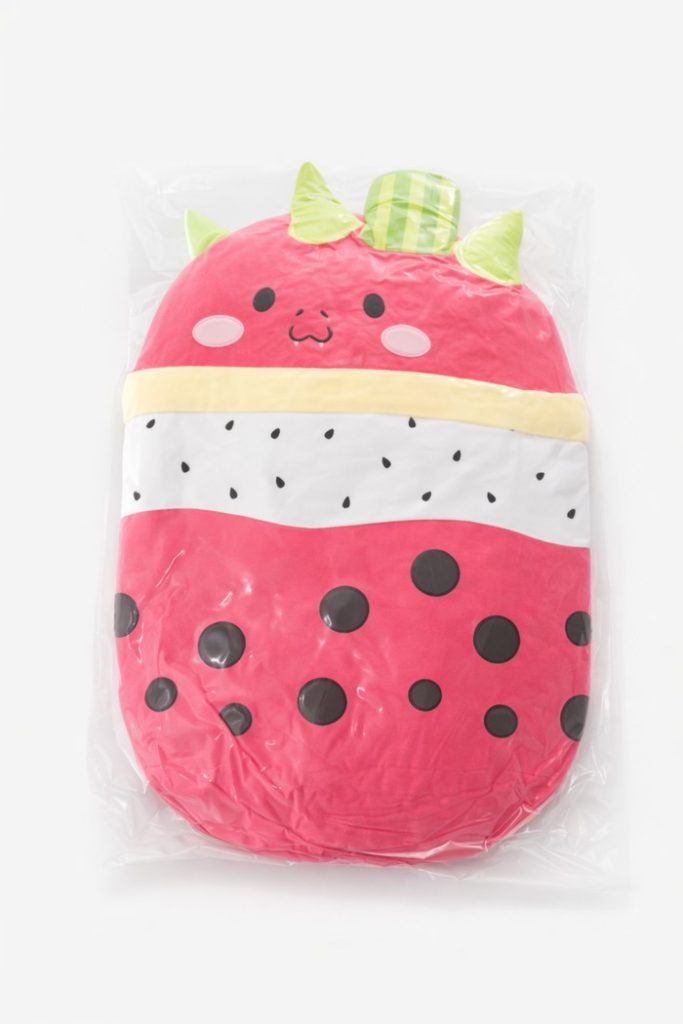 Example of vacuum packaging used to reduce shipping volume for a large plush toy