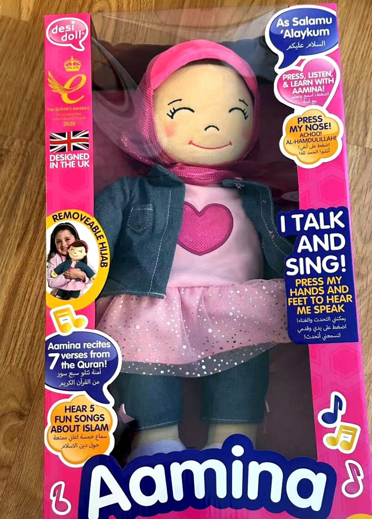 Example of window box packaging for a retail plush doll