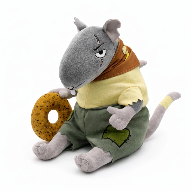 Promotional Rat Plush Toy with donut on the hand